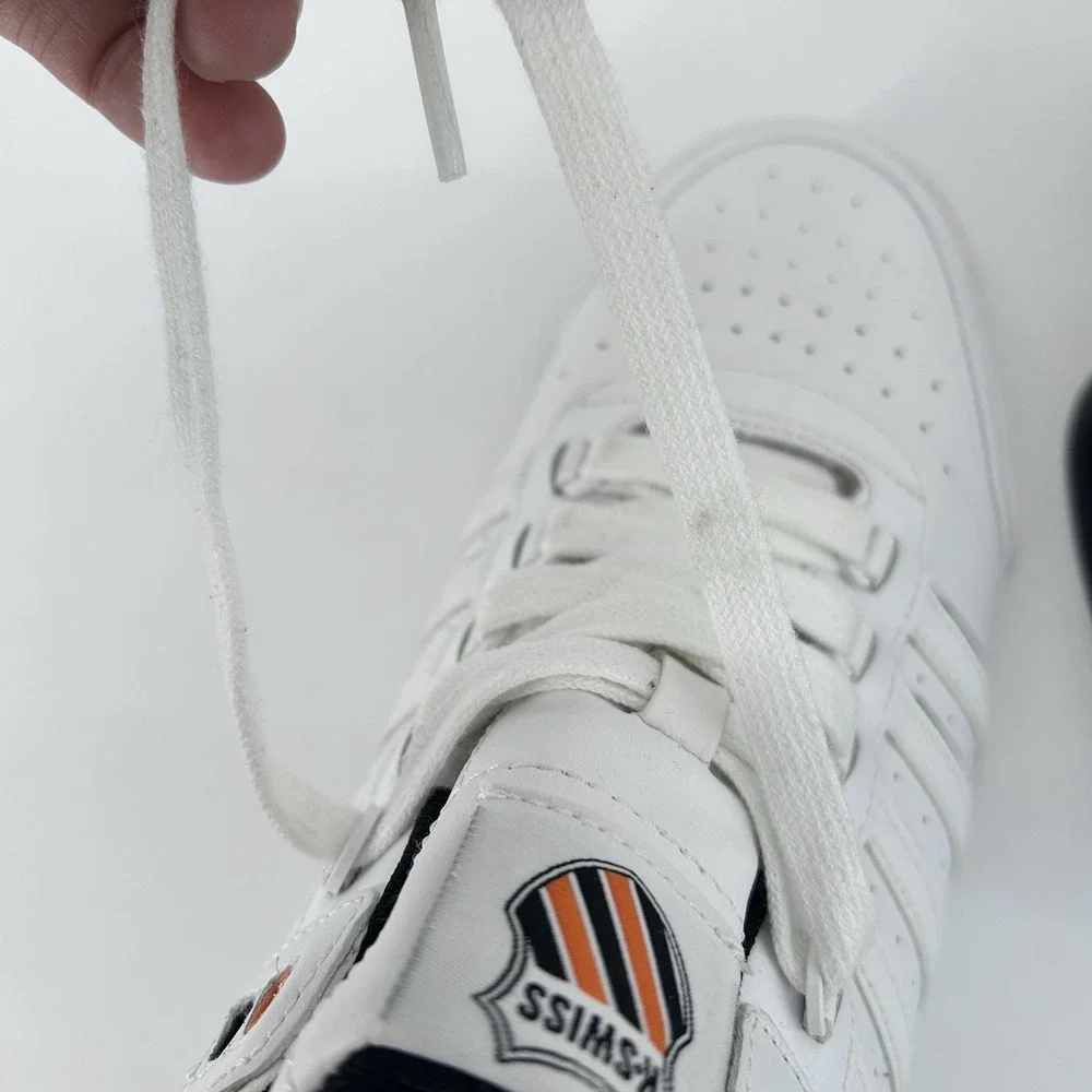 Retro Preppy Tenniscore Court Sneakers Mens 12 White Orange Casual Old Money